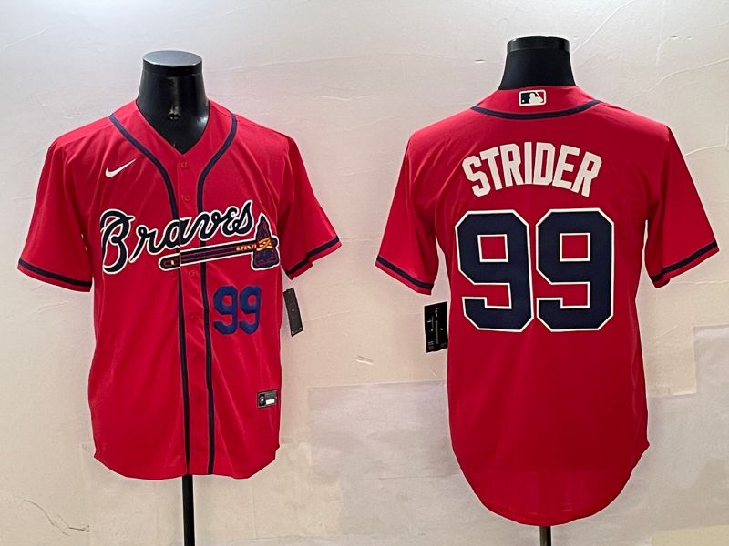 Men Atlanta Braves #99 Strider Red Game 2025 Nike MLB Jersey style 2